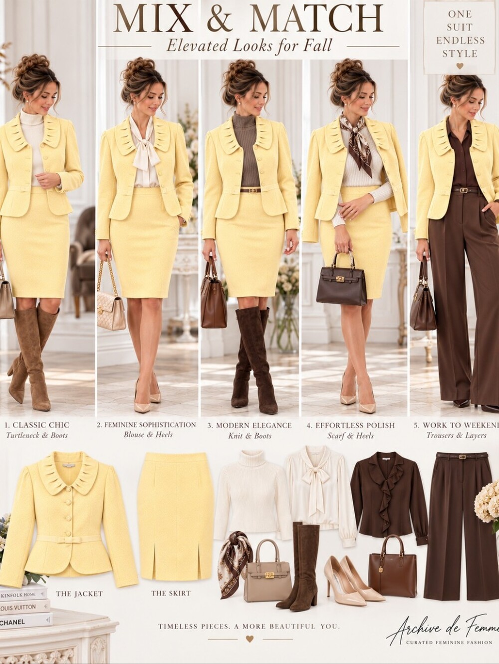 Tahari Arthur S. Levine Yellow Skirt Suit Peplum Blazer | Size 8 - Picture 6 of 12